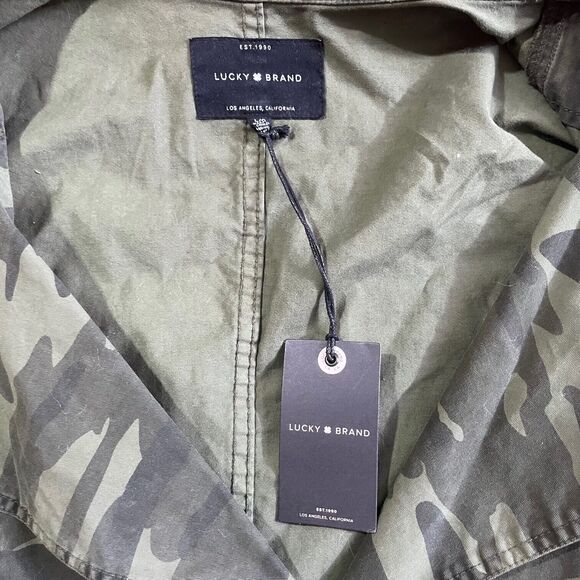 NWT Lucky Brand Womens Camo Belted Utility Jacket Size Large Olive Multi Green - Picture 3 of 12